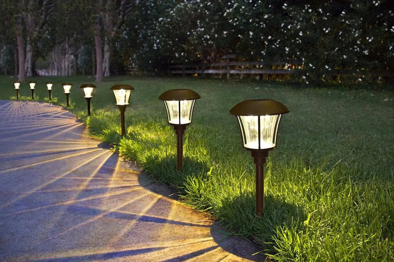 SmartYard 8 Pack LED Pathway Solar Lights, 15 Lumen, Model 10192 Oil Rubbed Bronze Aluminum and Glass by Outdoor Solar Outlet