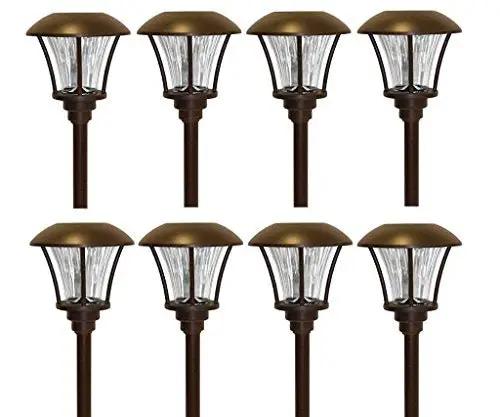 SmartYard 8 Pack LED Pathway Solar Lights, 15 Lumen, Model 10192 Oil Rubbed Bronze Aluminum and Glass by Outdoor Solar Outlet