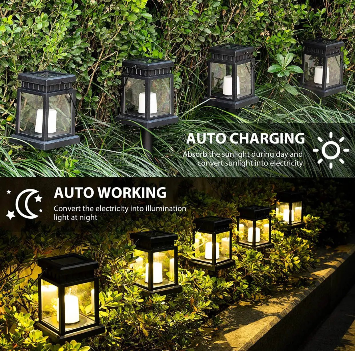 SmartYard 8 Pack Solar Pathway 10 lumen Hanging Candle Lantern Light- Warm White by Outdoor Solar Outlet