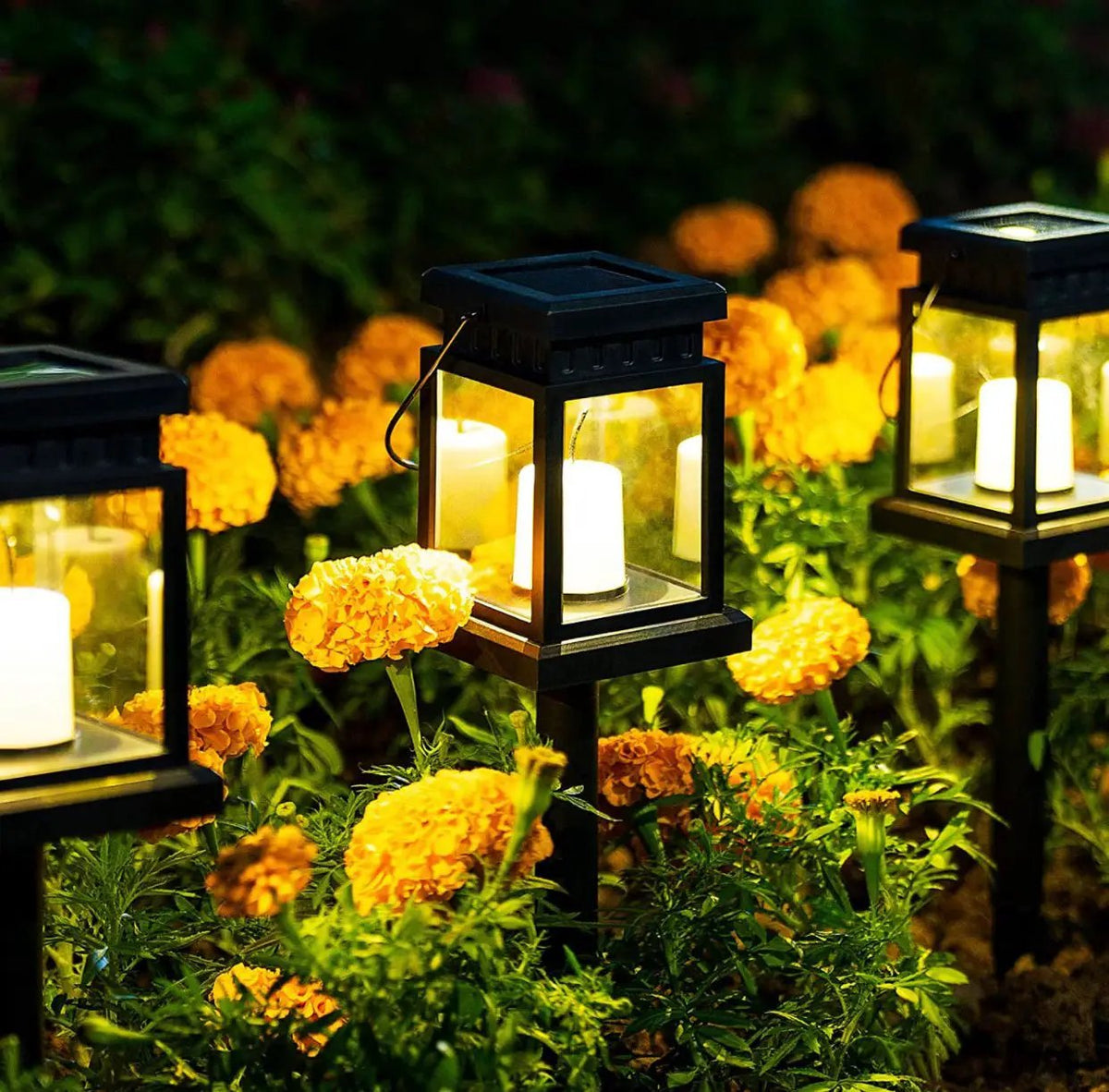SmartYard 8 Pack Solar Pathway 10 lumen Hanging Candle Lantern Light- Warm White by Outdoor Solar Outlet