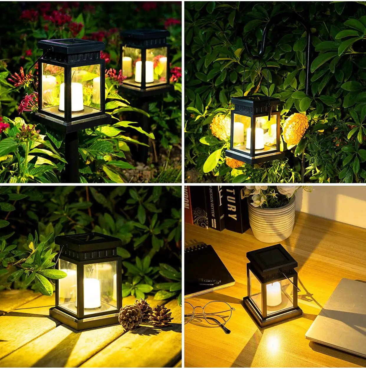 SmartYard 8 Pack Solar Pathway 10 lumen Hanging Candle Lantern Light- Warm White by Outdoor Solar Outlet