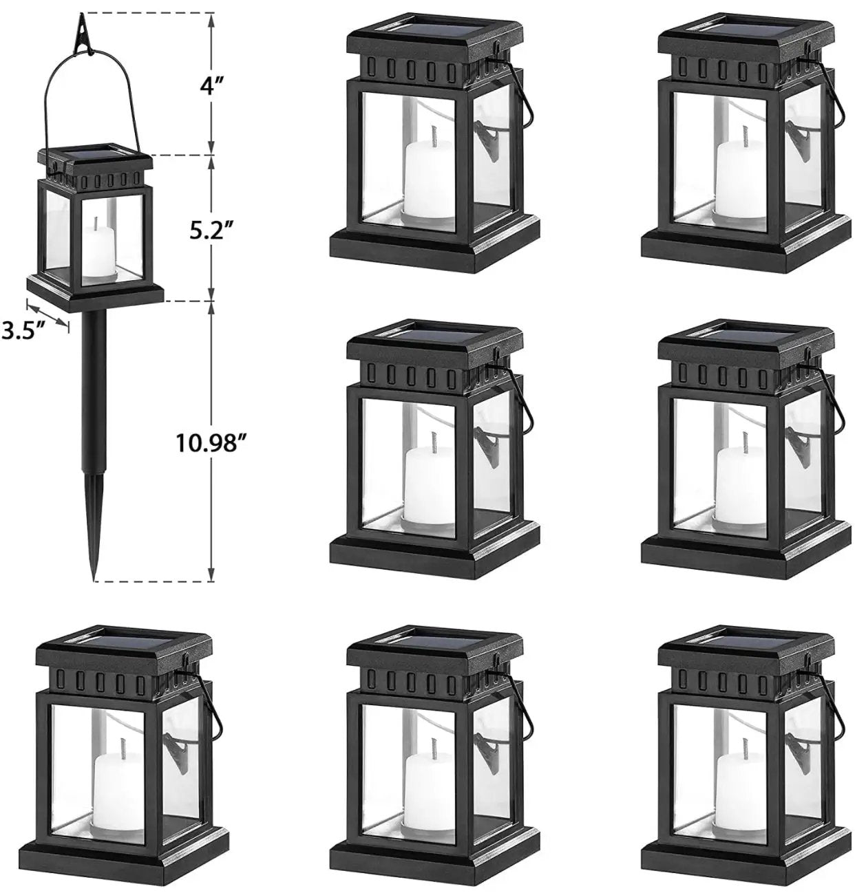 SmartYard 8 Pack Solar Pathway 10 lumen Hanging Candle Lantern Light- Warm White by Outdoor Solar Outlet