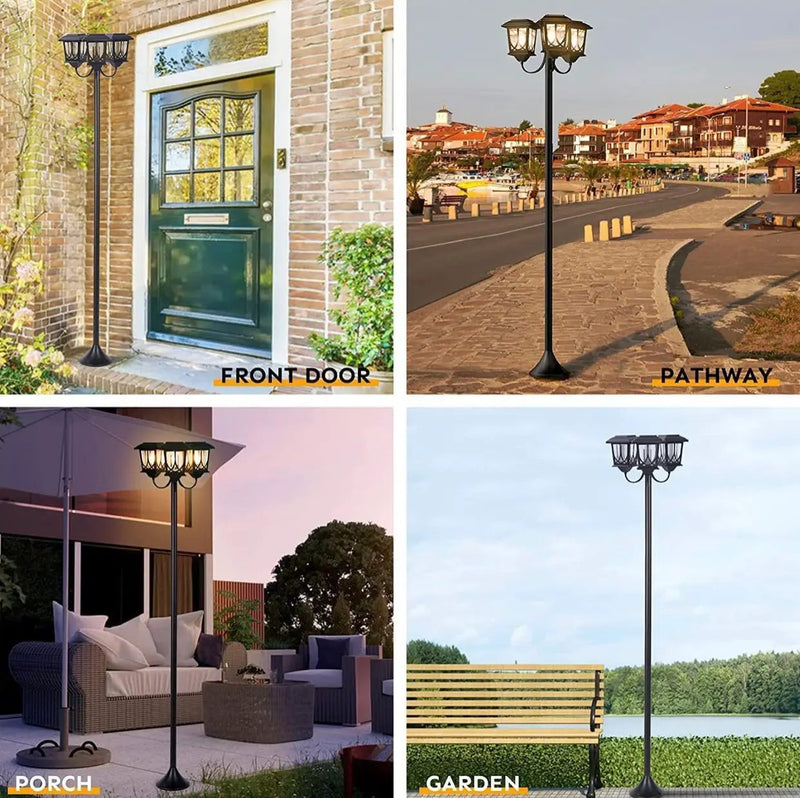 SmartYard Aluminum 74.8“ Outdoor Lamp Post Lights ,3-Head Waterproof Street Lights 60 Lumen by Outdoor Solar Outlet
