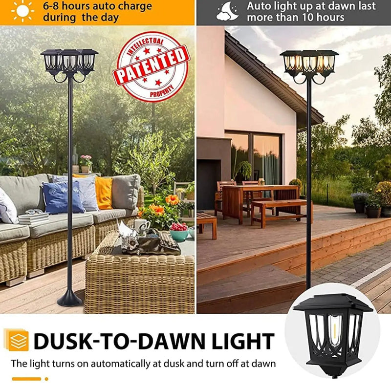 SmartYard Aluminum 74.8“ Outdoor Lamp Post Lights ,3-Head Waterproof Street Lights 60 Lumen by Outdoor Solar Outlet