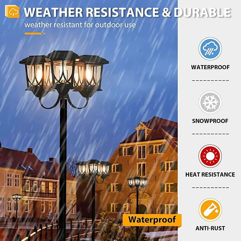 SmartYard Aluminum 74.8“ Outdoor Lamp Post Lights ,3-Head Waterproof Street Lights 60 Lumen by Outdoor Solar Outlet