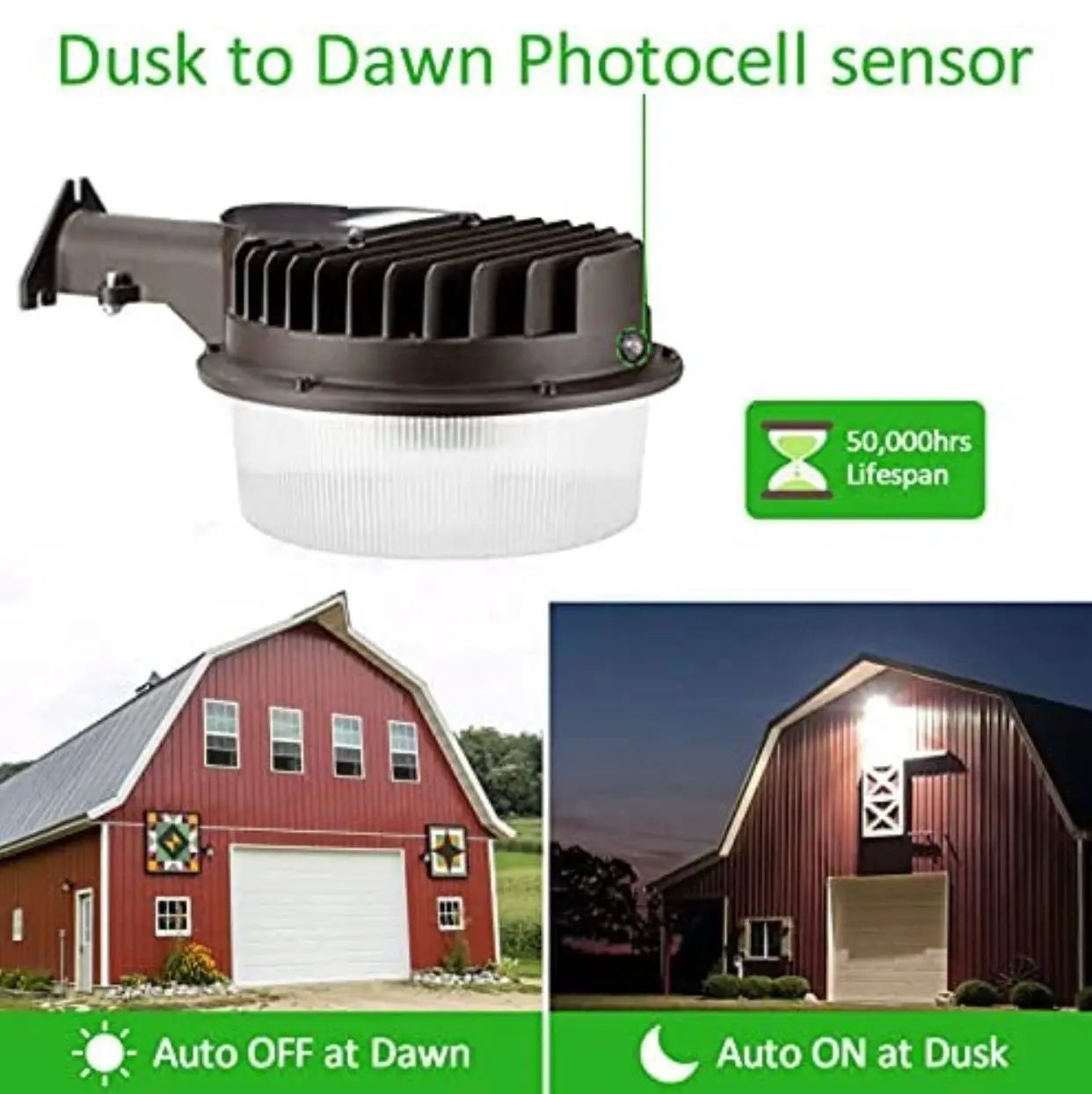 SmartYard LED Barn Light , 5000K Daylight 2000LM Dusk to Dawn LED Outdoor Yard Light with Photocell by Outdoor Solar Outlet