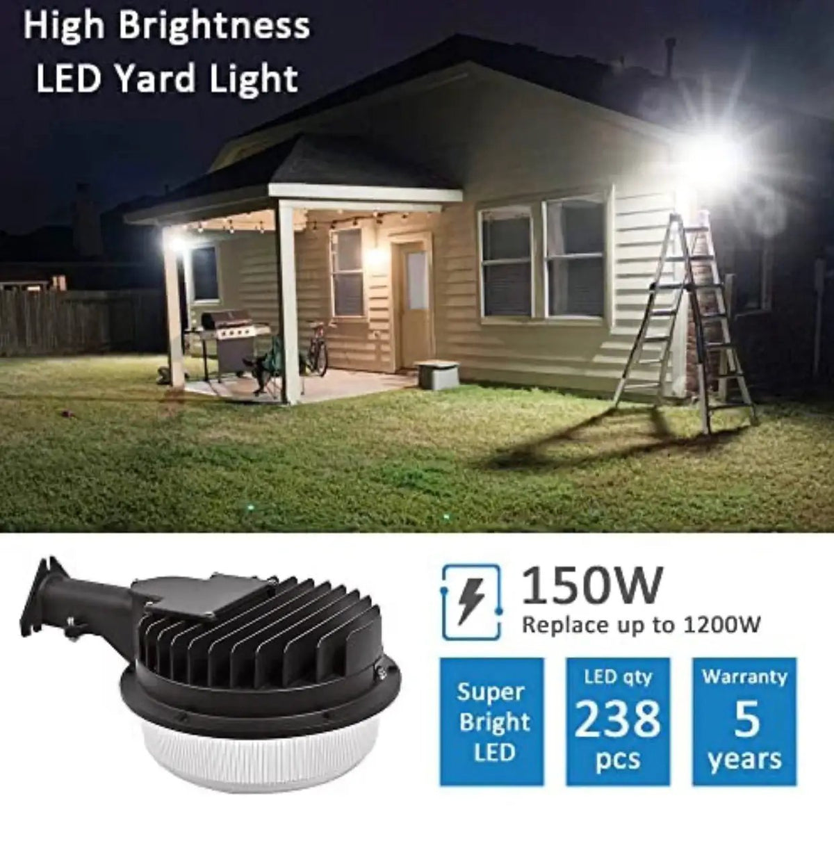 SmartYard LED Barn Light , 5000K Daylight 2000LM Dusk to Dawn LED Outdoor Yard Light with Photocell by Outdoor Solar Outlet