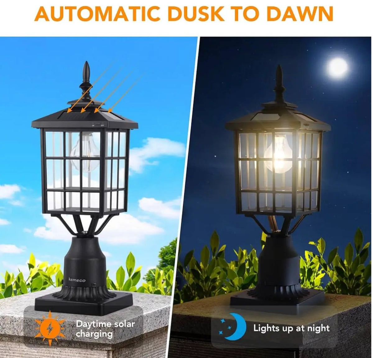 SmartYard LED Cast Aluminum Solar Post Light Fixture with 3-Inch Fitter Base for Outdoor Garden Post Pole Mount by Outdoor Solar Outlet