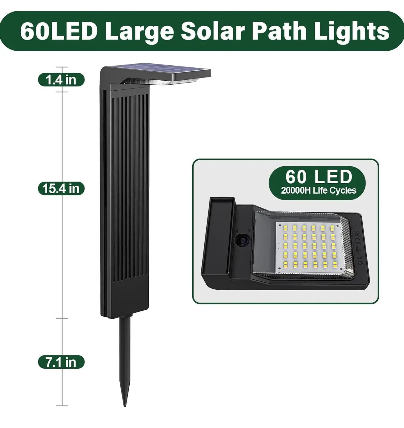 SmartYard Pathway Solar Walkway Light Super Bright 200 Lumen ,Warm & Cool-4 Pack by Outdoor Solar Outlet