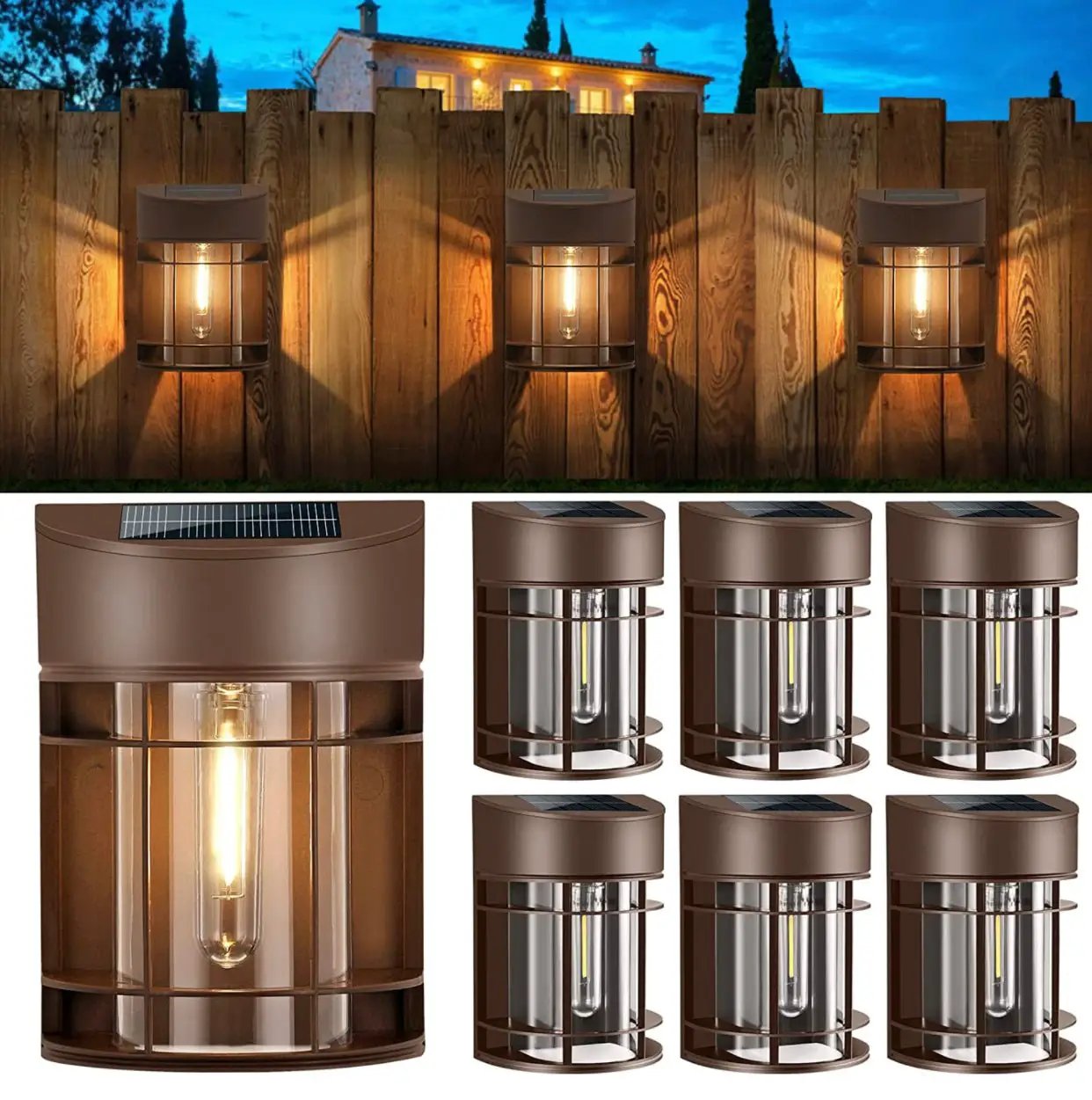 SmartYard Solar Fence Lights Outdoor, Deck Lights LED Tungsten Filament Bulb Vintage Style 8-Pack by Outdoor Solar Outlet