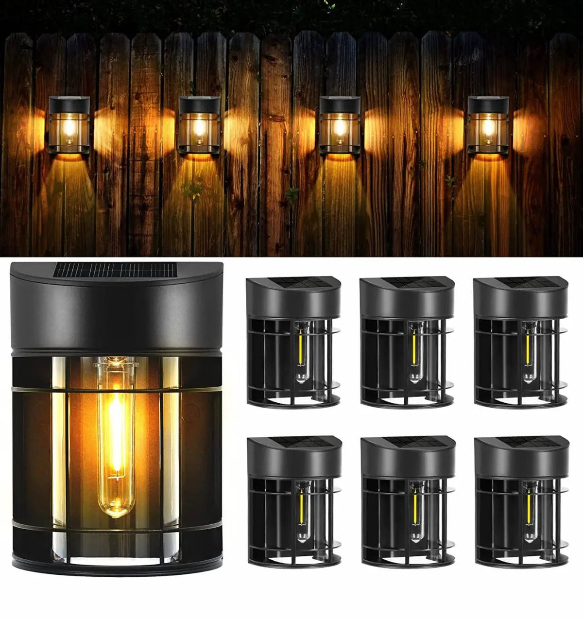 SmartYard Solar Fence Lights Outdoor, Deck Lights LED Tungsten Filament Bulb Vintage Style 8-Pack by Outdoor Solar Outlet