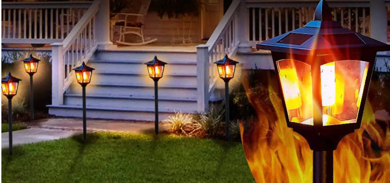 SmartYard Solar Garden Lights - Torches Outdoor Patio Decor Lighting 43" Flames Post Fence Lamps - 2 Pack by Outdoor Solar Outlet