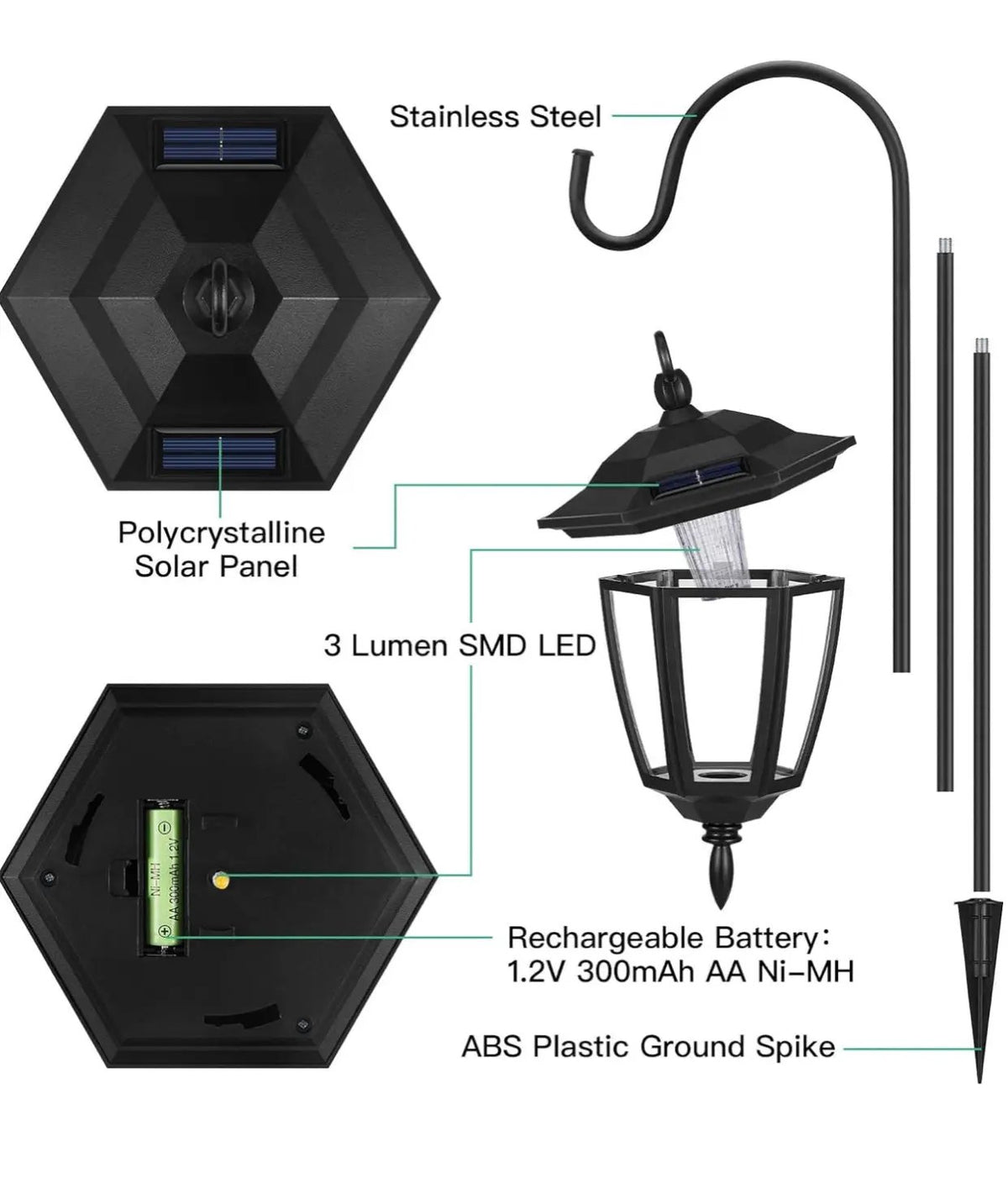 SmartYard Solar Hanging Lights Dual Use Shepherd Hook Lights Outdoor, 4 Pack by Outdoor Solar Outlet