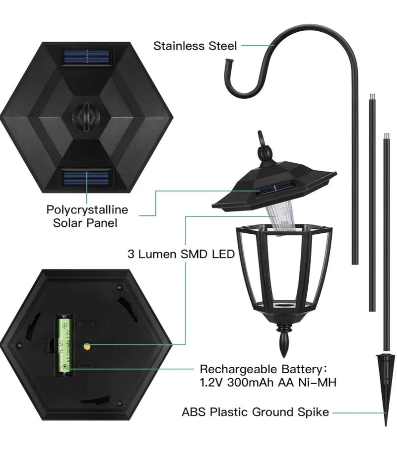 SmartYard Solar Hanging Lights Dual Use Shepherd Hook Lights Outdoor, 4 Pack by Outdoor Solar Outlet