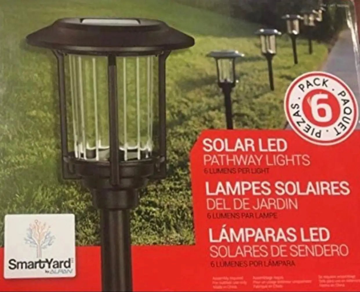 Smartyard Solar LED Large Pathway Lights 10 Lumen - 6 Pack by Outdoor Solar Outlet