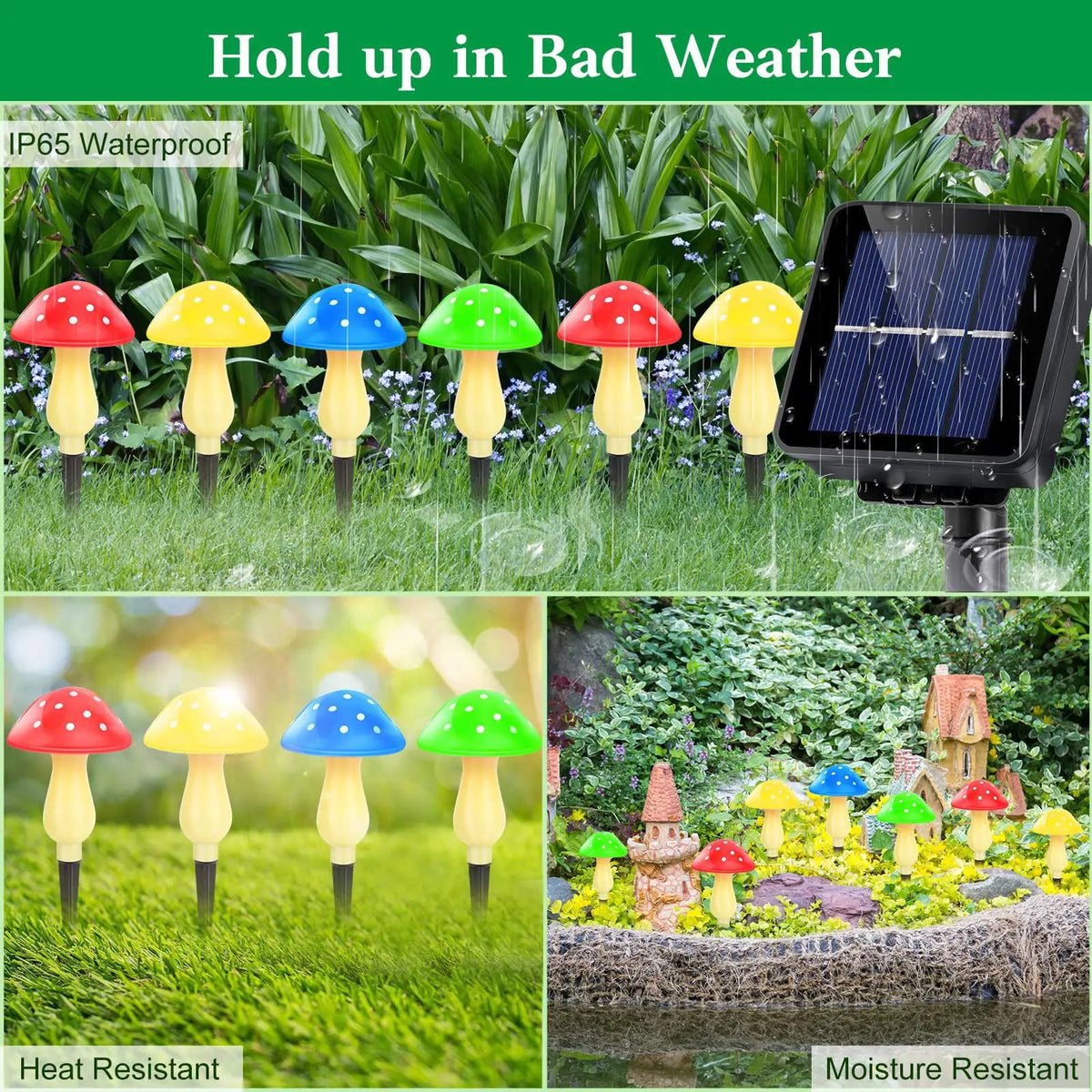 SmartYard Solar Mushroom Landscape Accent Light, 8 Modes And Set of 8 Pack by Outdoor Solar Outlet
