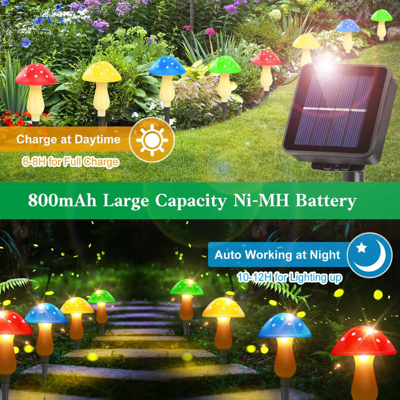 SmartYard Solar Mushroom Landscape Accent Light, 8 Modes And Set of 8 Pack by Outdoor Solar Outlet