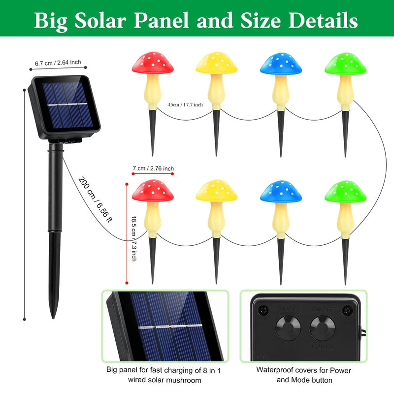 SmartYard Solar Mushroom Landscape Accent Light, 8 Modes And Set of 8 Pack by Outdoor Solar Outlet