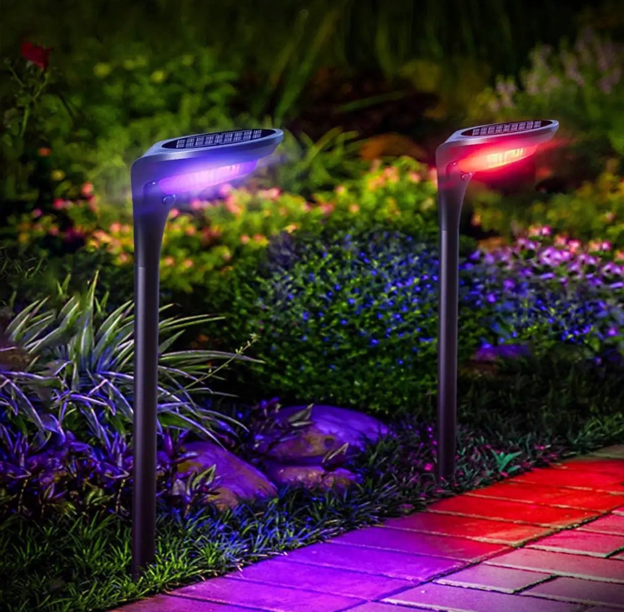 SmartYard Solar Pathway Lights, 4-Pack Color Glow LED Landscape Lighting-20 Lumen by Outdoor Solar Outlet