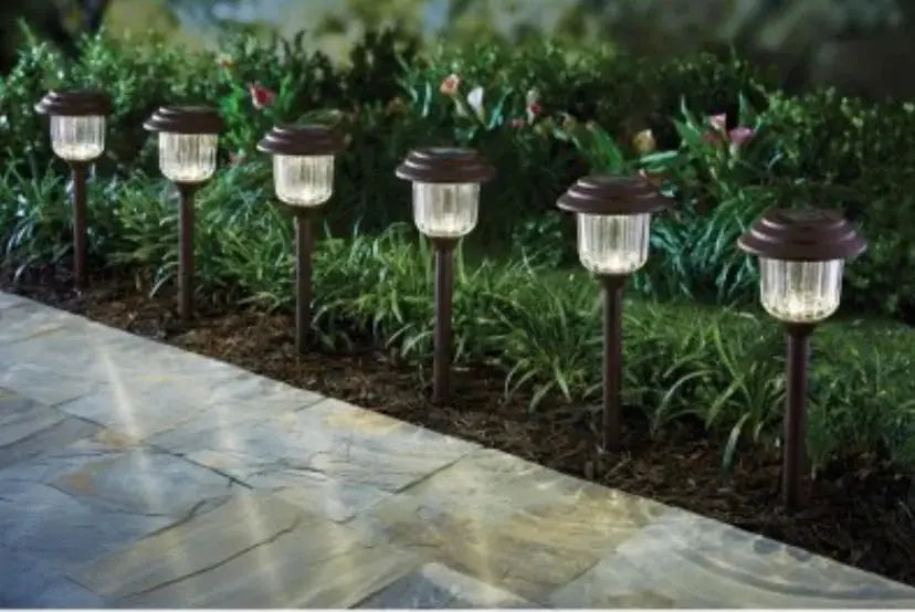 SmartYard Solar Pathway Lights Stainless-Steel and Glass (8 pack) by Outdoor Solar Outlet