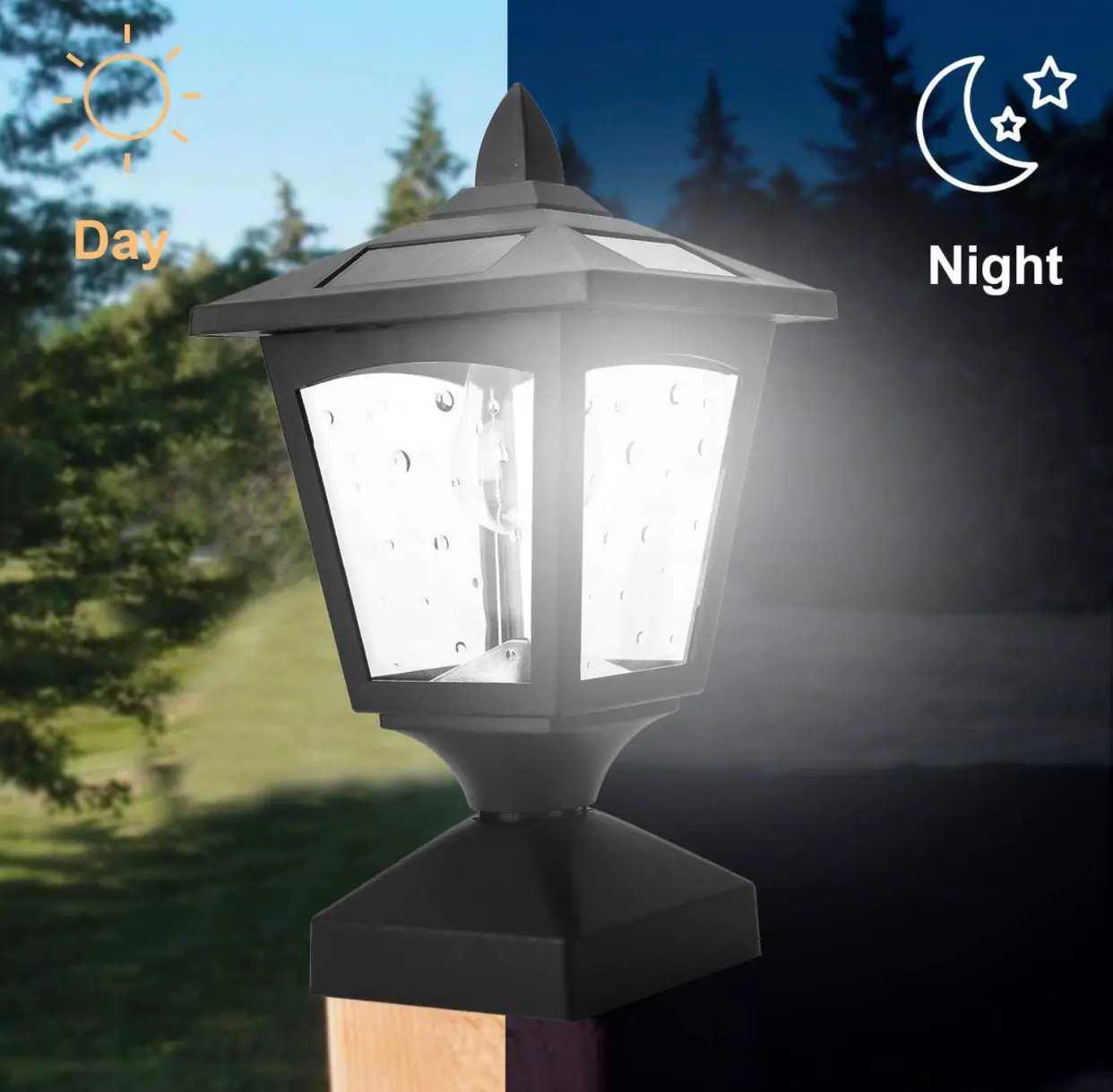 SmartYard Solar Post Cap Lights Outdoor for Wood Fence Posts Pathway, Deck, Pack of 2 by Outdoor Solar Outlet