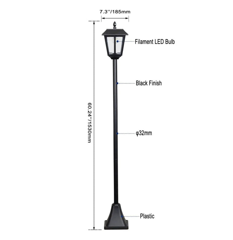 SmartYard Solar Post Lamp Set, Warm White Vintage Light (2-Pack) by Outdoor Solar Outlet