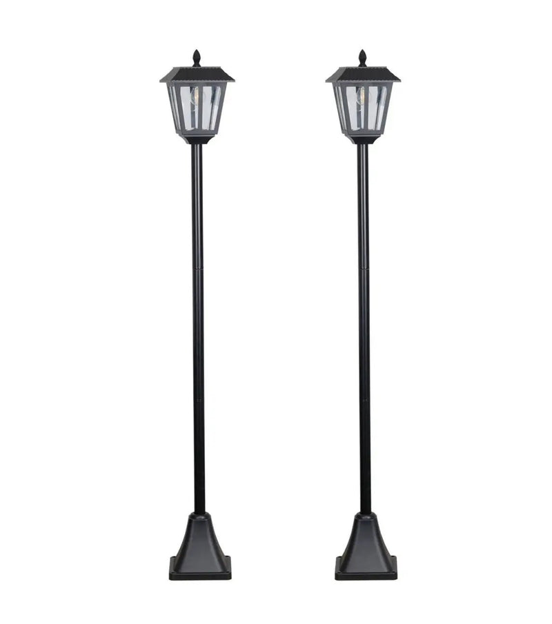 SmartYard Solar Post Lamp Set, Warm White Vintage Light (2-Pack) by Outdoor Solar Outlet