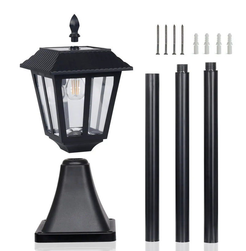 SmartYard Solar Post Lamp Set, Warm White Vintage Light (2-Pack) by Outdoor Solar Outlet