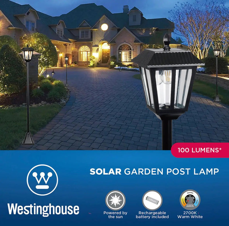 SmartYard Solar Post Lamp Set, Warm White Vintage Light (2-Pack) by Outdoor Solar Outlet