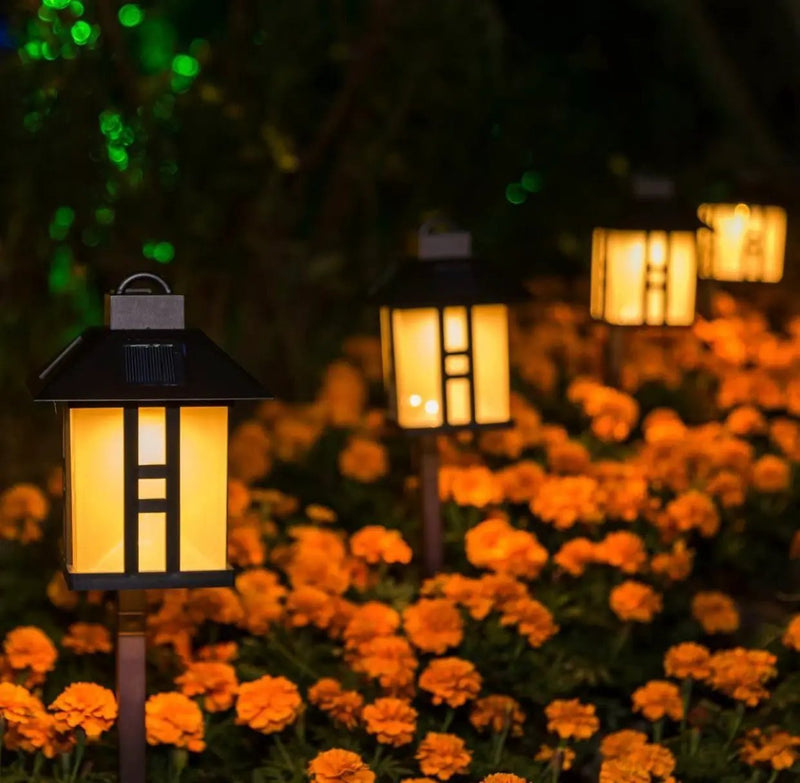 SmartYard Solar Powered Pathway Shepherd Hook Lights Asian Style (4 Pack) by Outdoor Solar Outlet