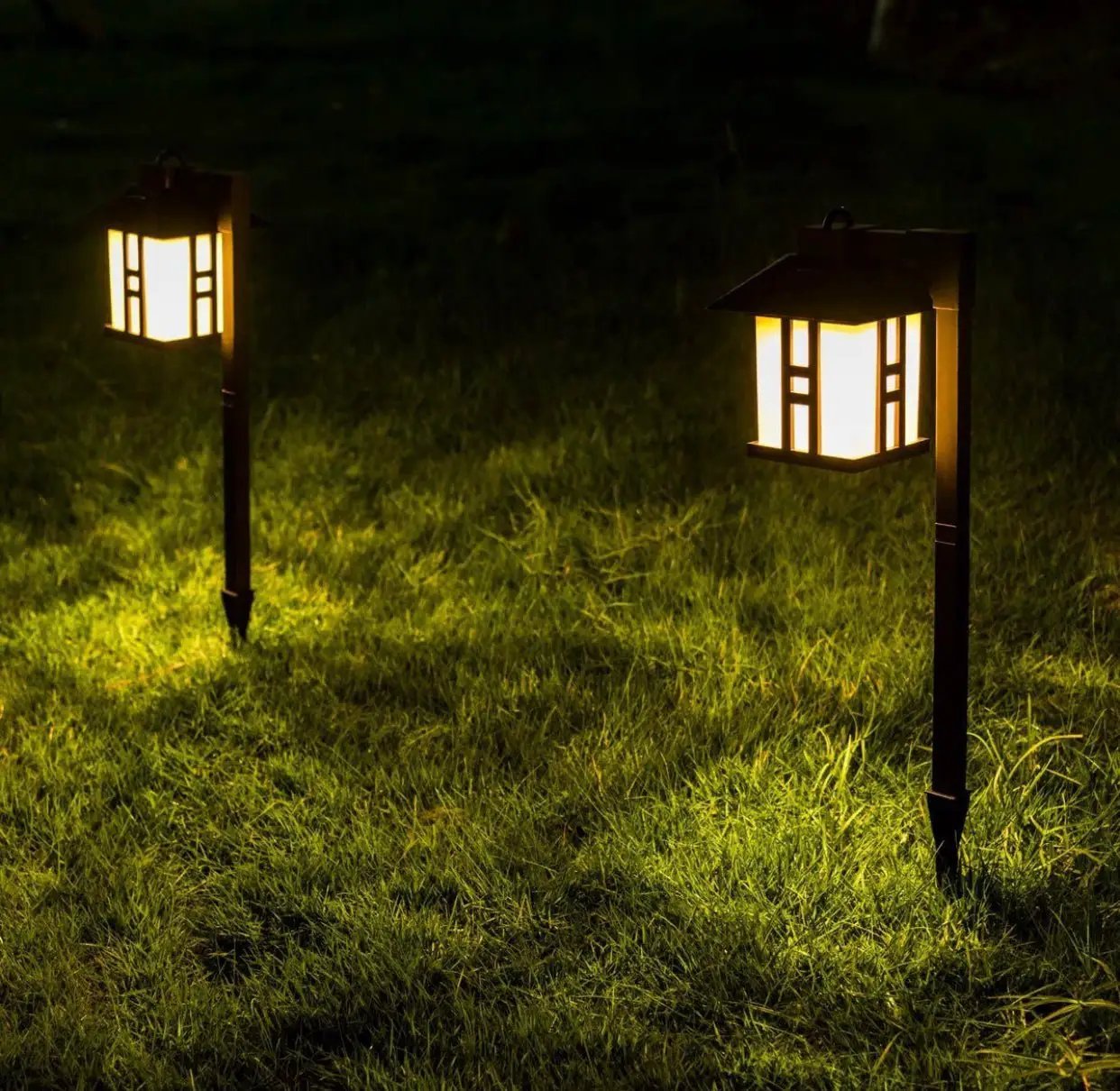 SmartYard Solar Powered Pathway Shepherd Hook Lights Asian Style (4 Pack) by Outdoor Solar Outlet