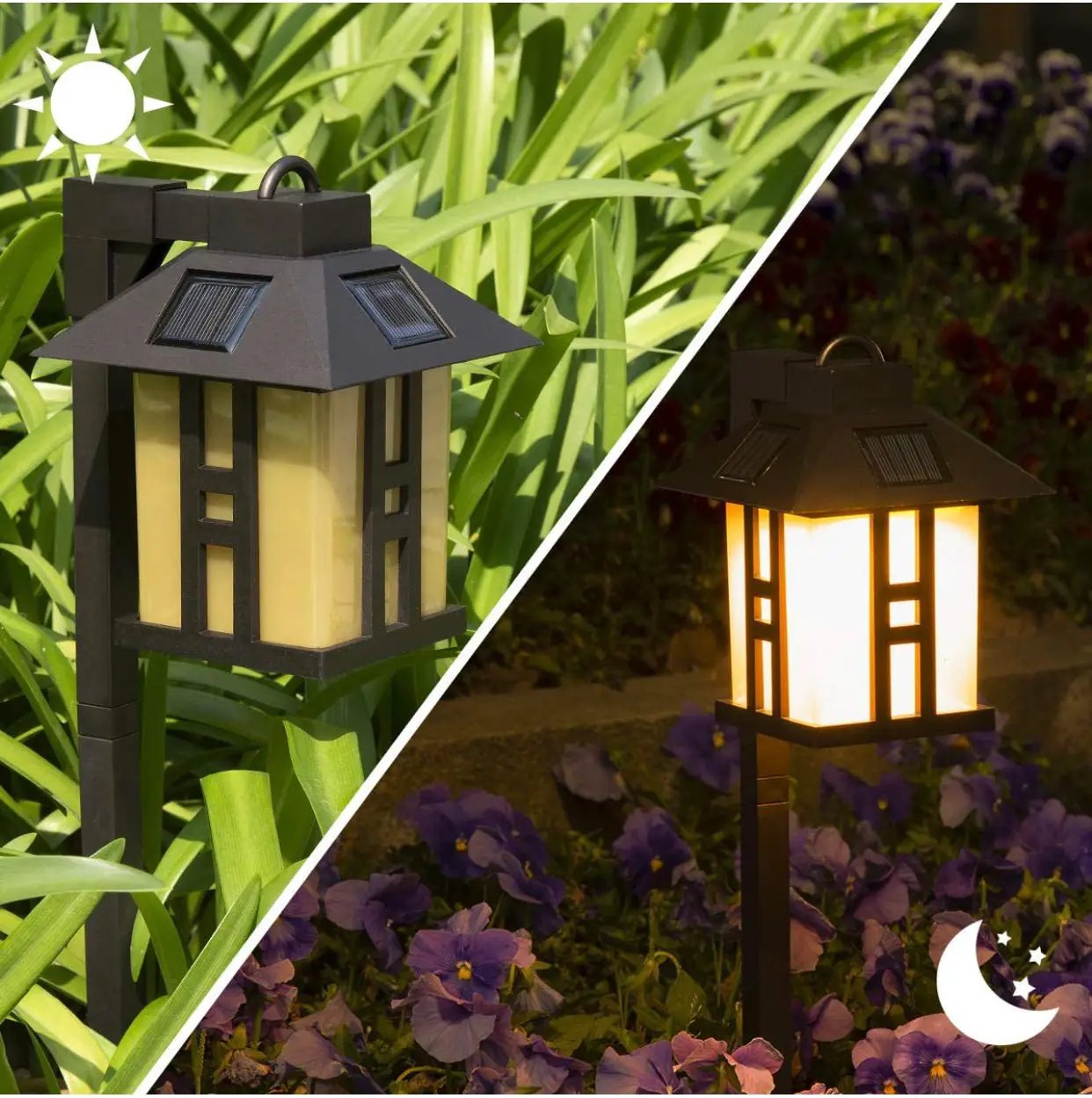 SmartYard Solar Powered Pathway Shepherd Hook Lights Asian Style (4 Pack) by Outdoor Solar Outlet
