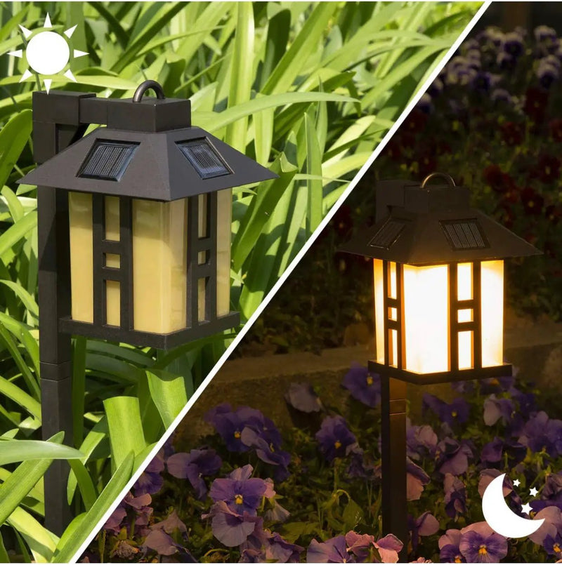 SmartYard Solar Powered Pathway Shepherd Hook Lights Asian Style (4 Pack) by Outdoor Solar Outlet