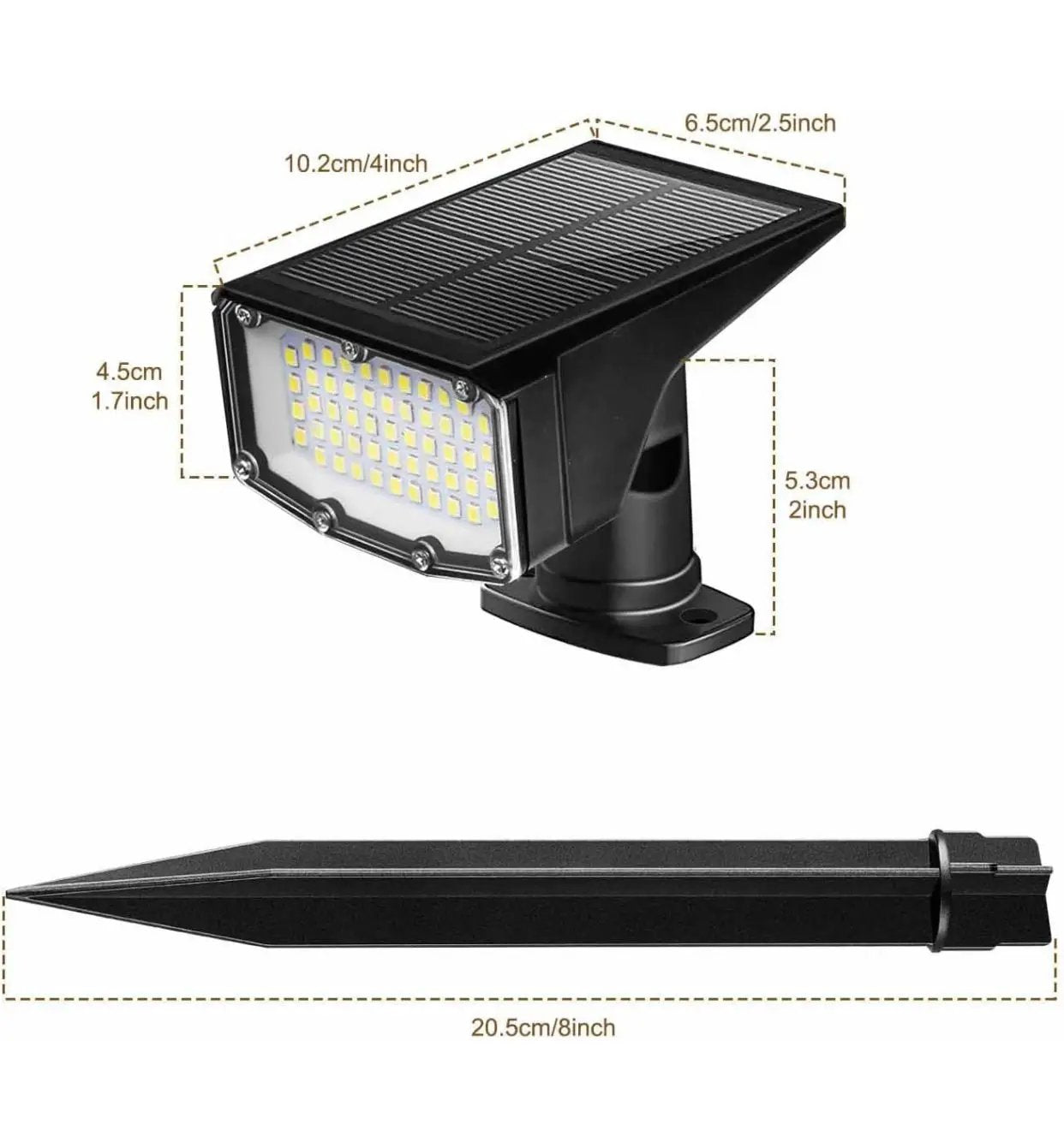 SmartYard Solar Spot Lights 53 LEDs, 2 Modes Pathway/Wall Lights 2 In 1 Auto On/Off 4 Pack(Cool White) by Outdoor Solar Outlet