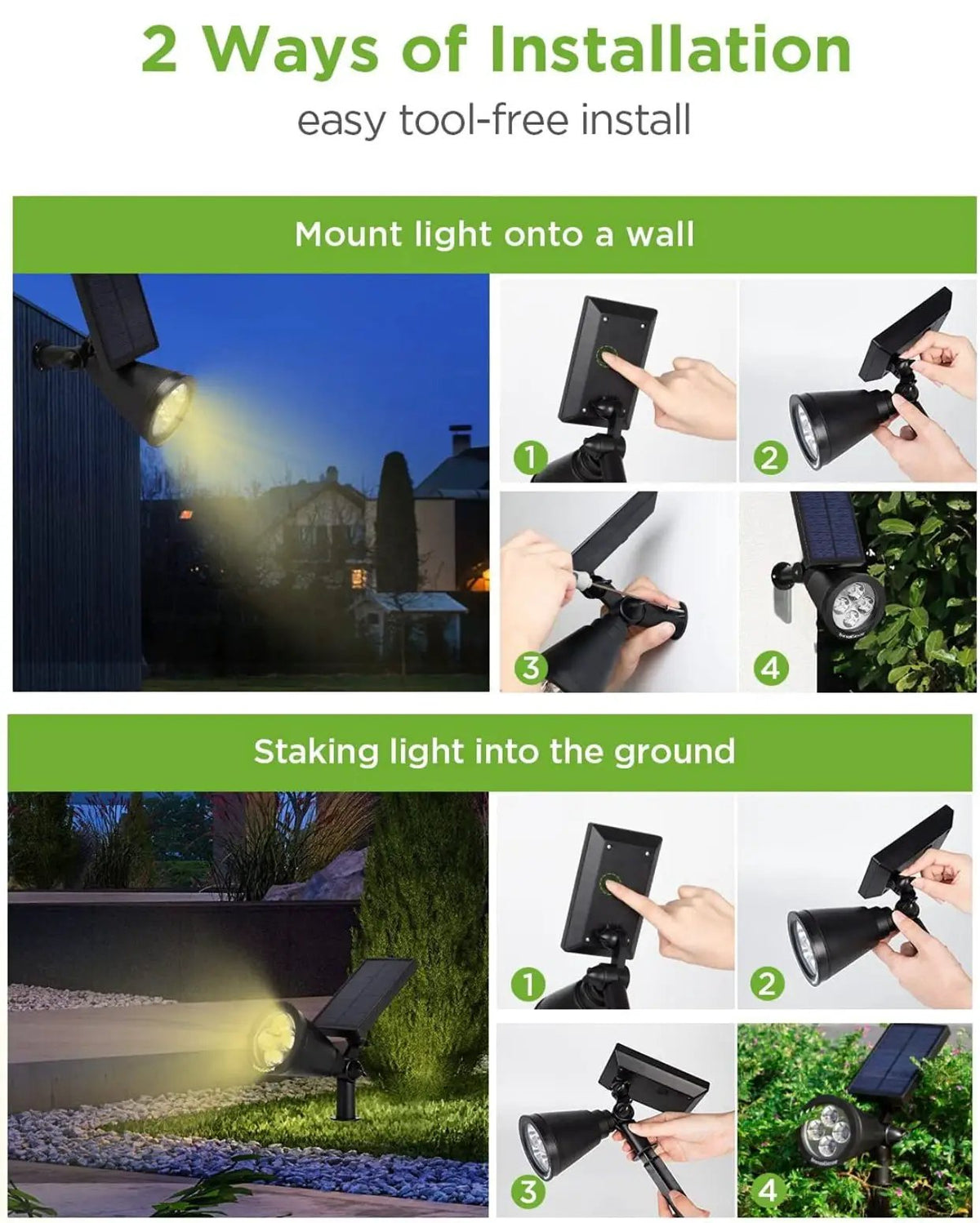 SmartYard Solar SpotLights Outdoor, Waterproof Solar Powered Landscape 2-in-1 Wall Light Auto On/Off , Pack of 4 by Outdoor Solar Outlet