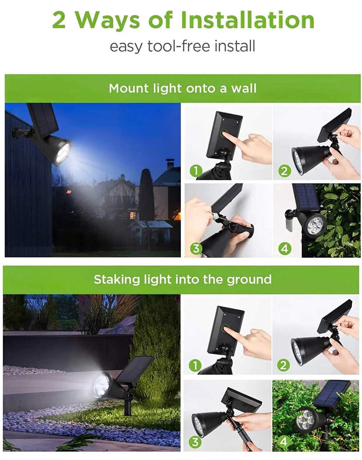 SmartYard Solar SpotLights Outdoor, Waterproof Solar Powered Landscape 2-in-1 Wall Light Auto On/Off , Pack of 4 by Outdoor Solar Outlet