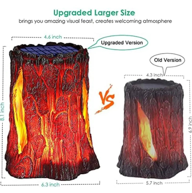 SmartYard Solar Stump Lights Outdoor Upgraded Larger Size Flickering Flame Decorative Solar Lantern 2 -Pack by Outdoor Solar Outlet