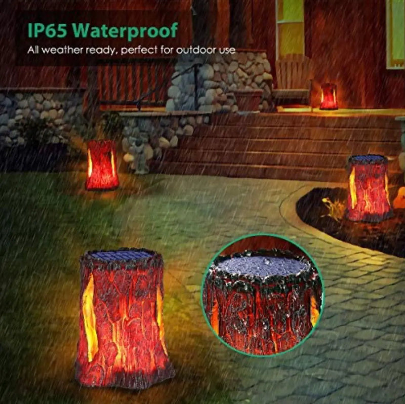 SmartYard Solar Stump Lights Outdoor Upgraded Larger Size Flickering Flame Decorative Solar Lantern 2 -Pack by Outdoor Solar Outlet