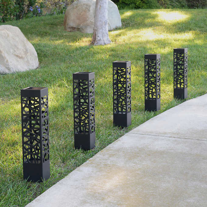 SmartYard Square Solar Bollard Pathway Lights – 35 Lumen, 5-pack by Outdoor Solar Outlet