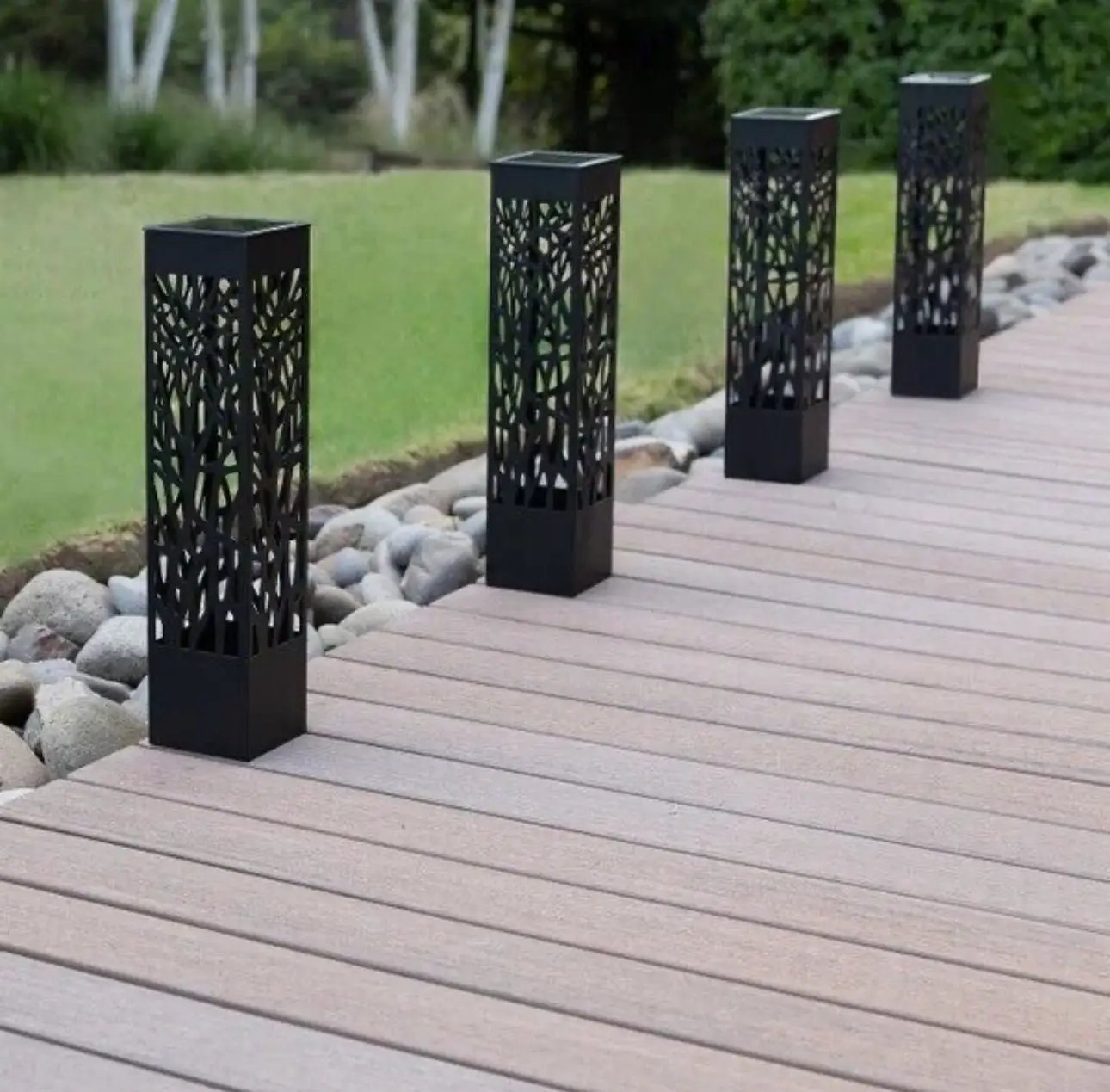 SmartYard Square Solar Bollard Pathway Lights – 35 Lumen, 5-pack by Outdoor Solar Outlet
