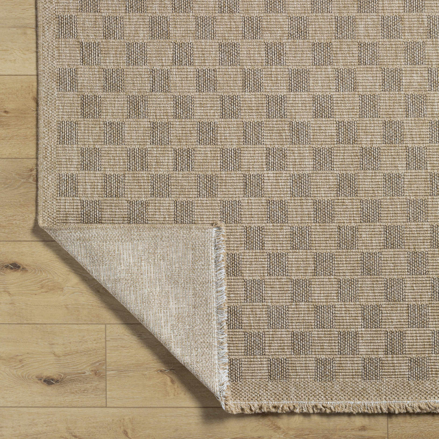 Jurek Beige Checkered Outdoor Area Rug by Boutique Rugs