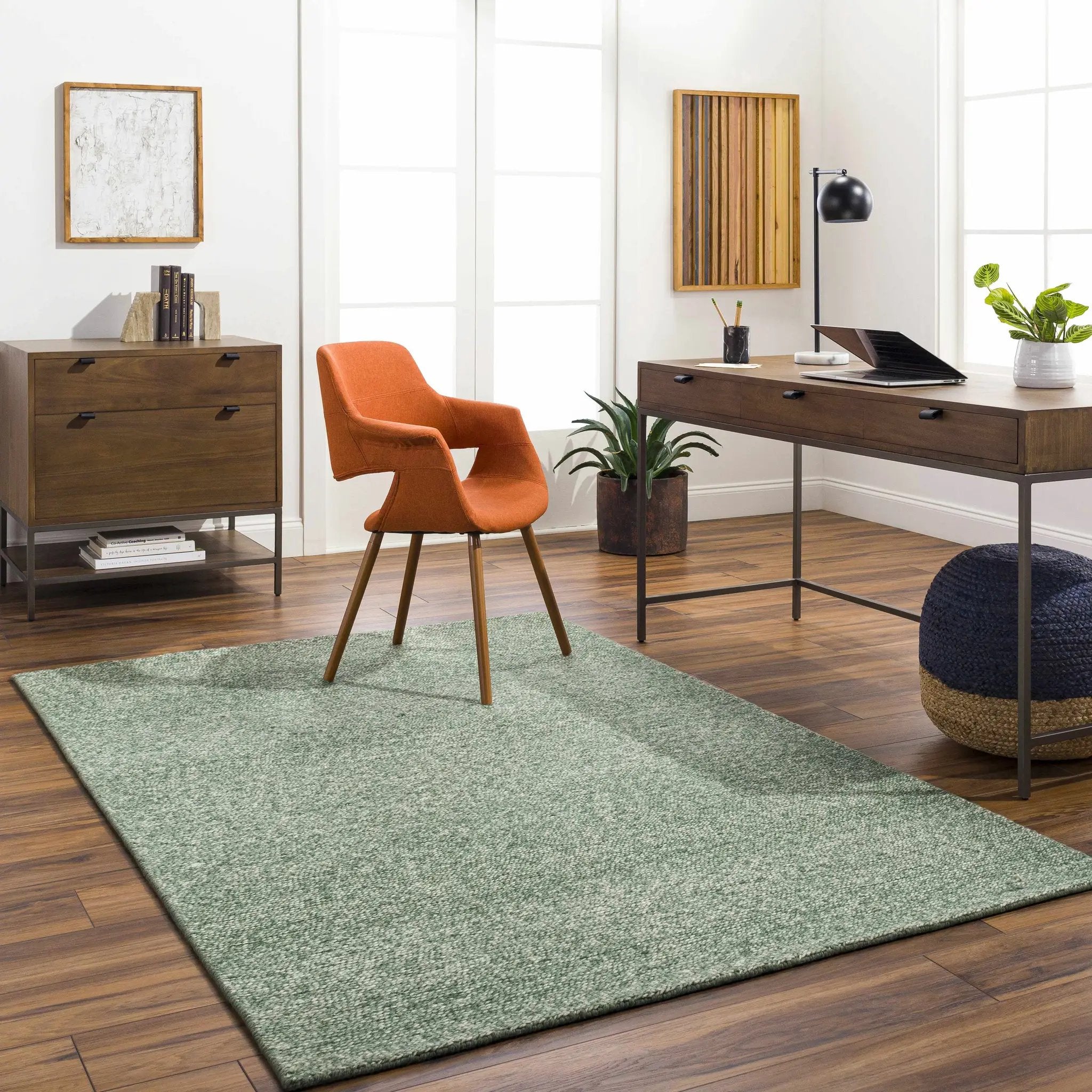 Alyra Green Solid Area Rug by Boutique Rugs