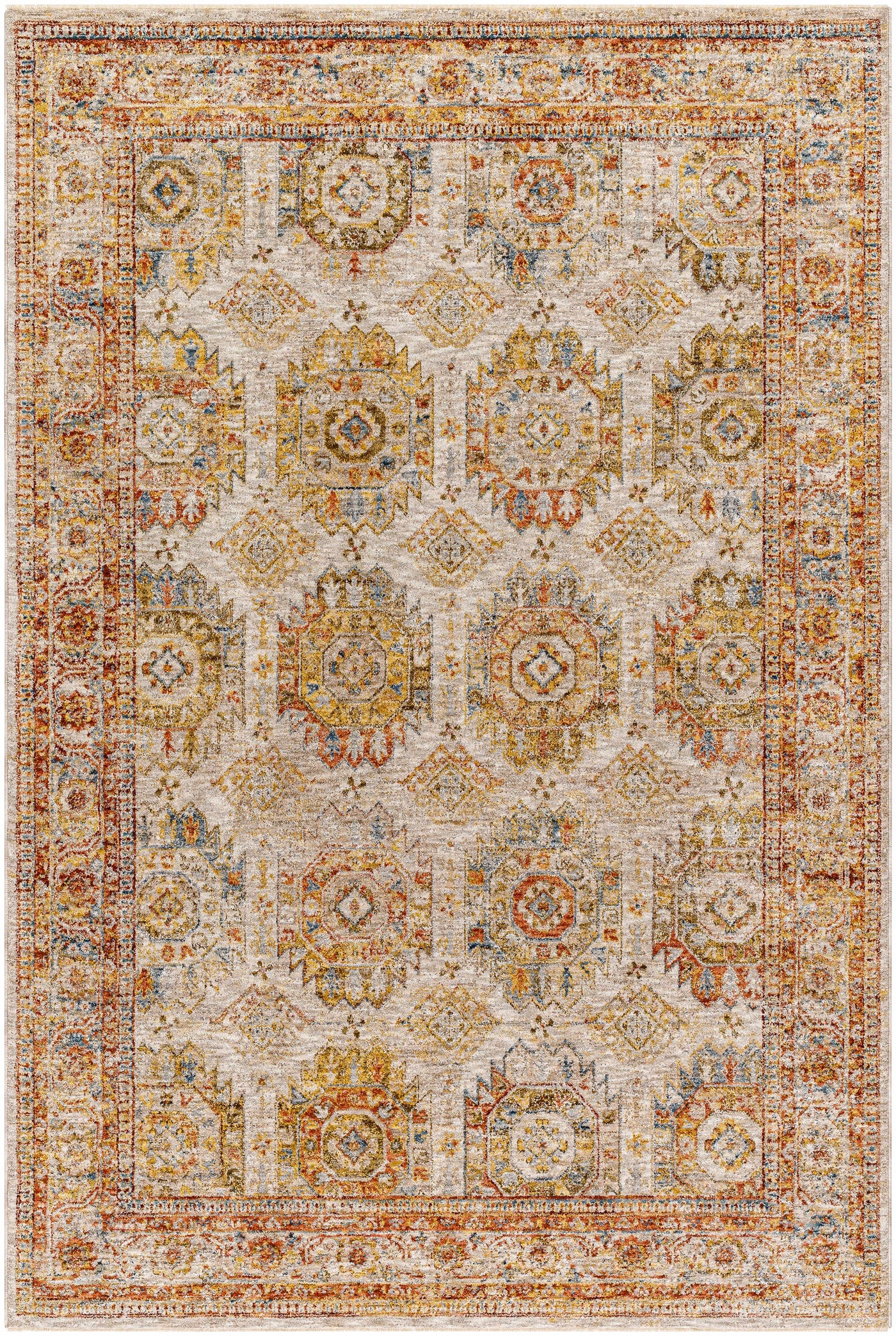 Crescentia Cream Textured Rug with Fringes by Boutique Rugs
