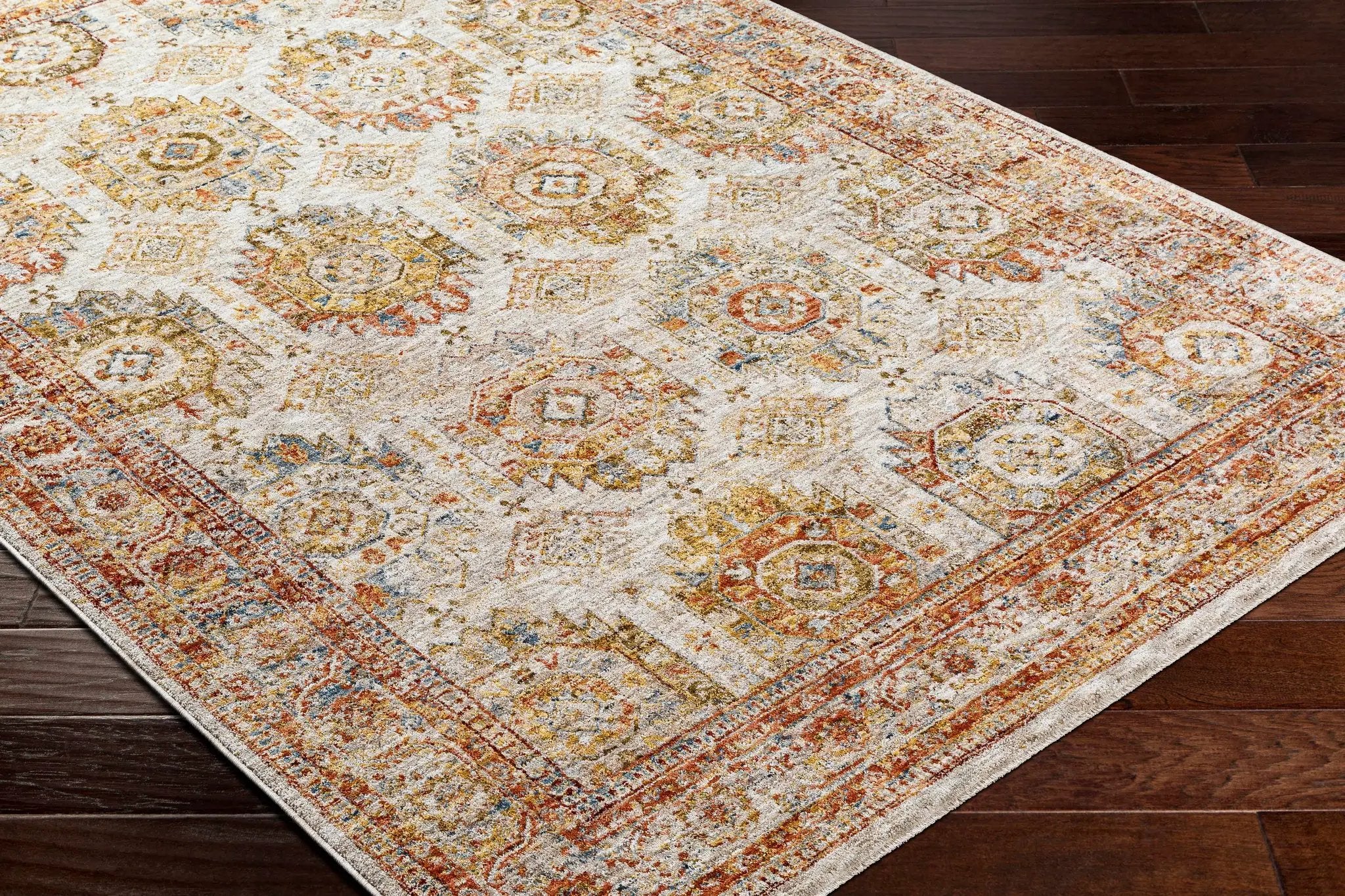 Crescentia Cream Textured Rug with Fringes by Boutique Rugs
