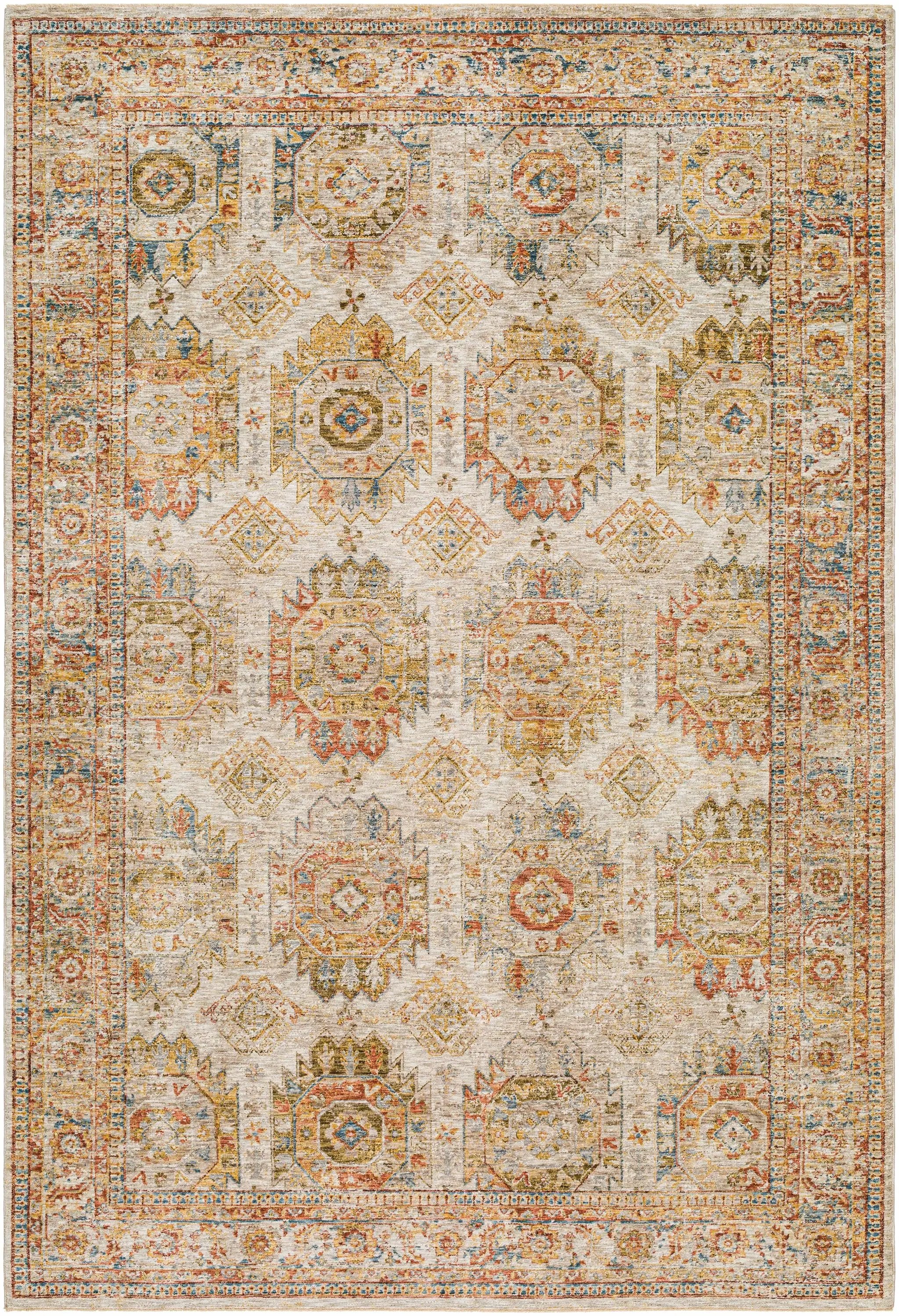 Crescentia Cream Textured Rug with Fringes by Boutique Rugs
