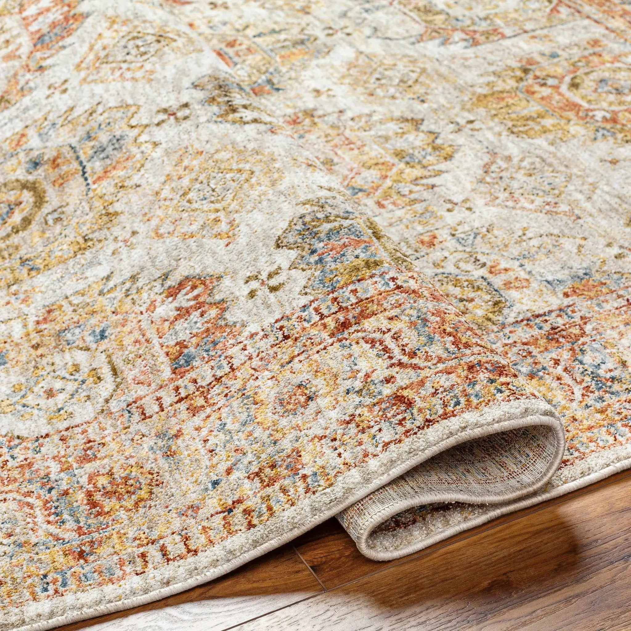 Crescentia Cream Textured Rug with Fringes by Boutique Rugs