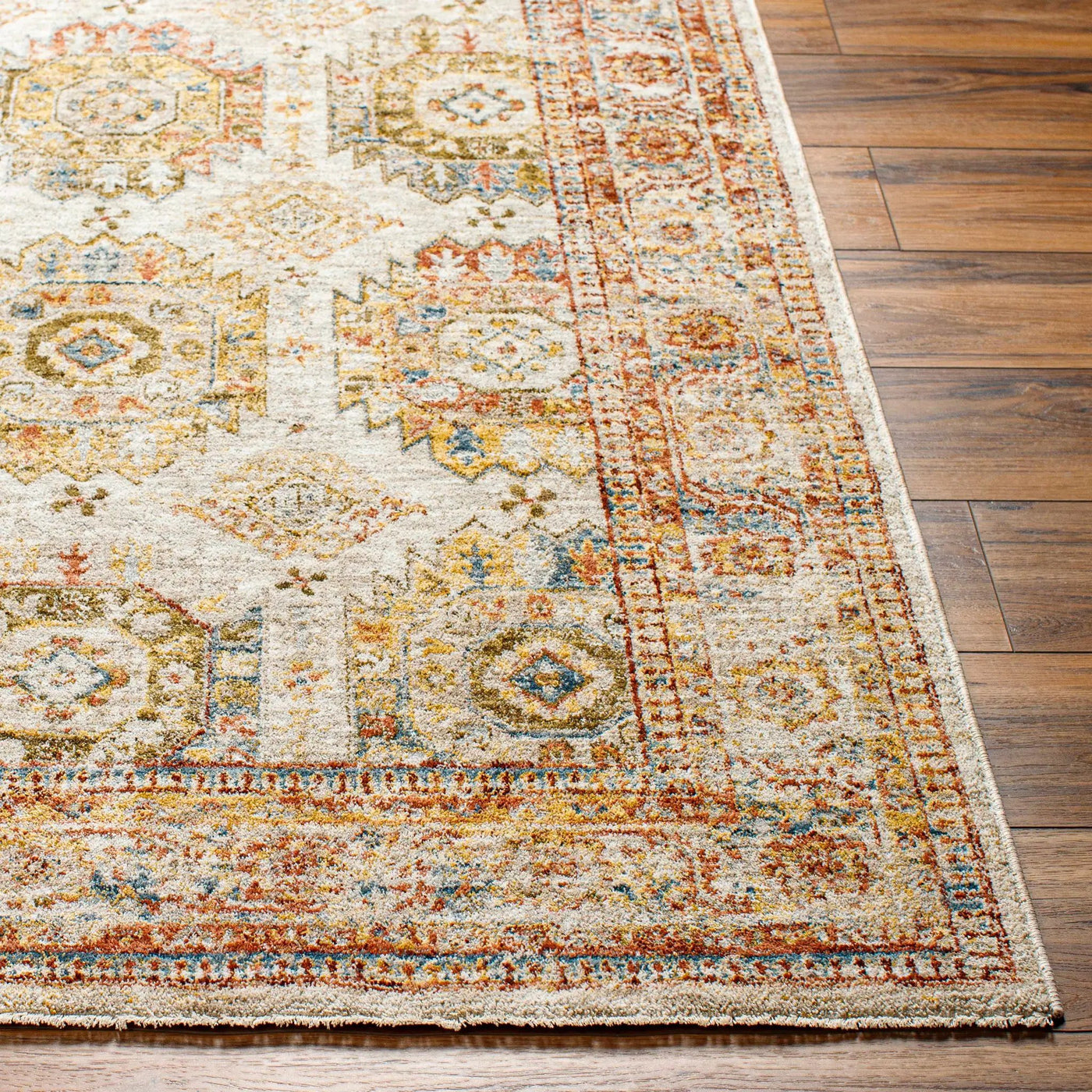 Crescentia Cream Textured Rug with Fringes by Boutique Rugs