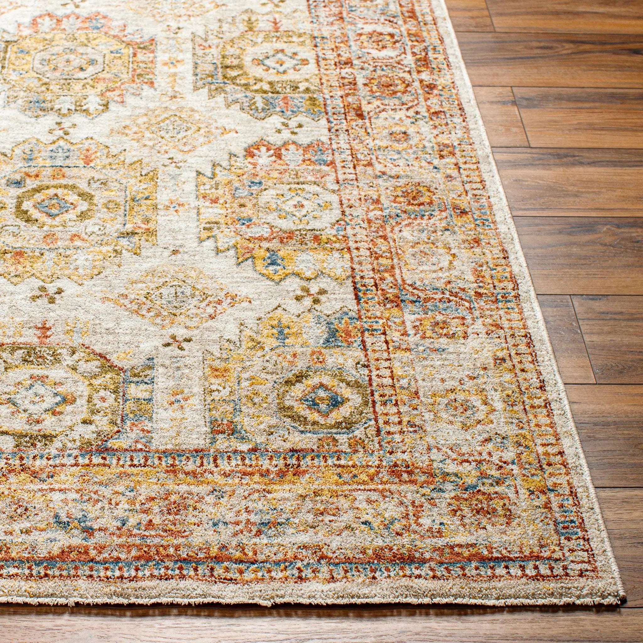 Crescentia Cream Textured Rug with Fringes by Boutique Rugs