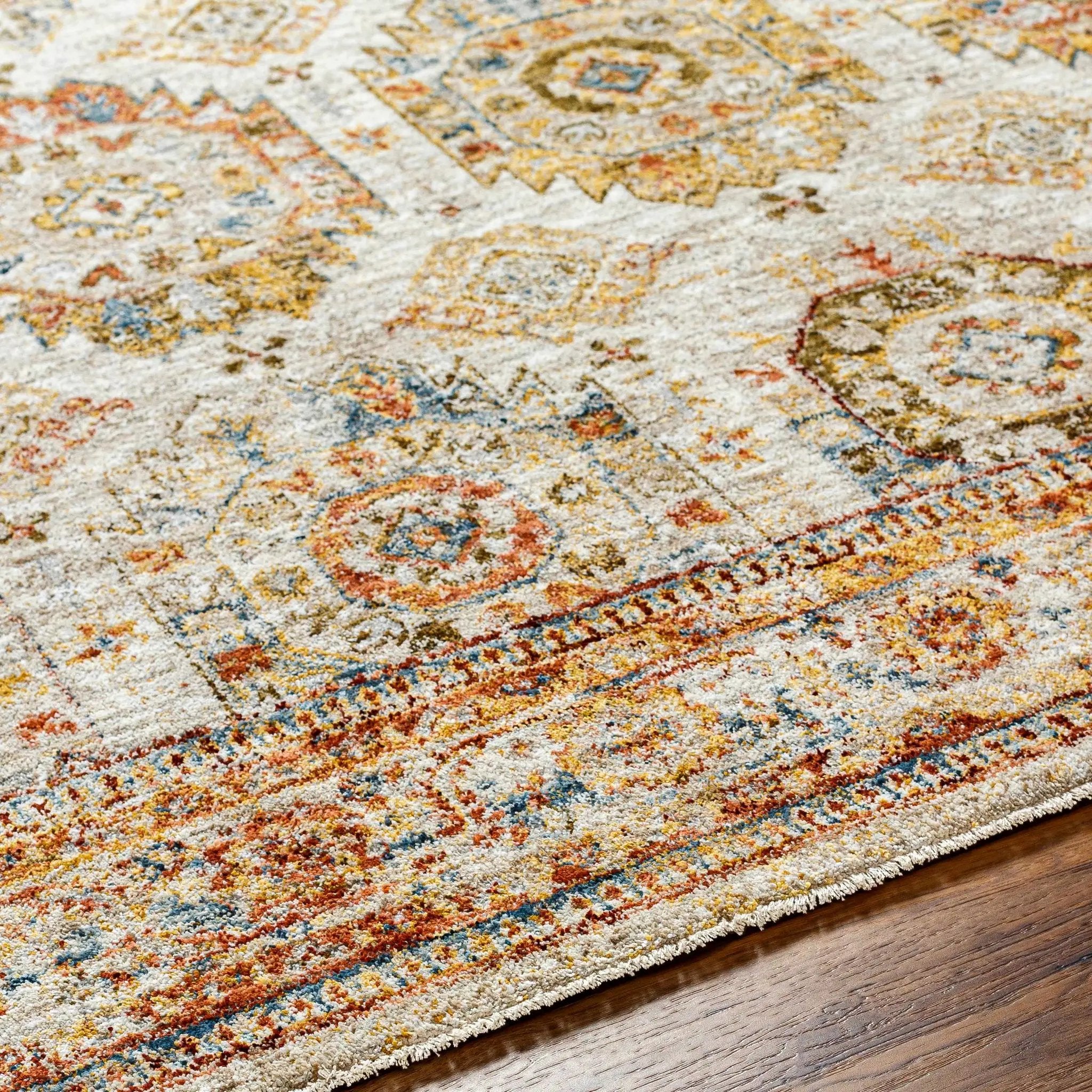 Crescentia Cream Textured Rug with Fringes by Boutique Rugs