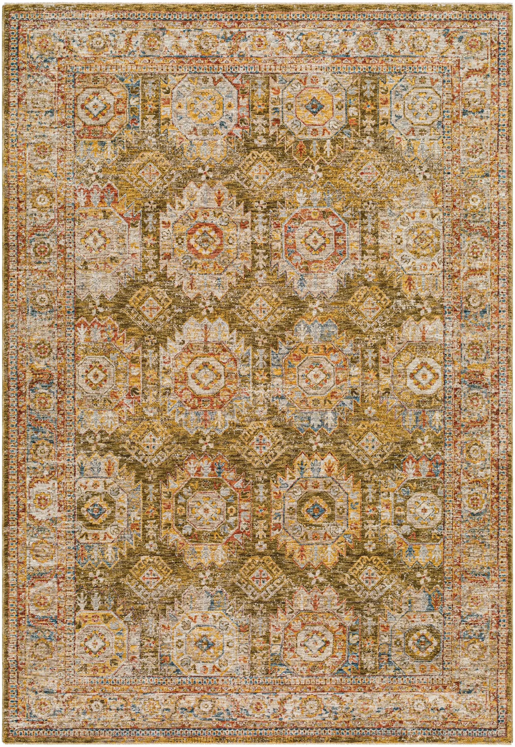 Crescentia Green Textured Rug with Fringes by Boutique Rugs